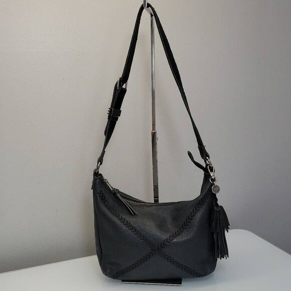 The Sak Handbags - The Sak Kyetra Hobo Bag Black Leather Embroidery Harness Boho Western Biker Goth